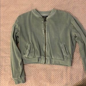 Green Crop Zip Up